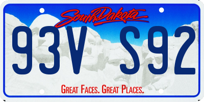 SD license plate 93VS92