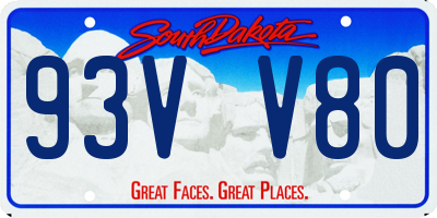 SD license plate 93VV80