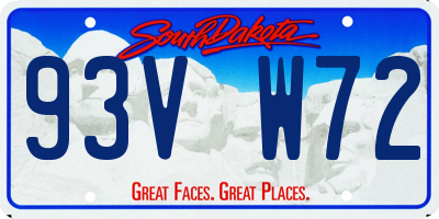 SD license plate 93VW72