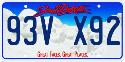 SD license plate 93VX92