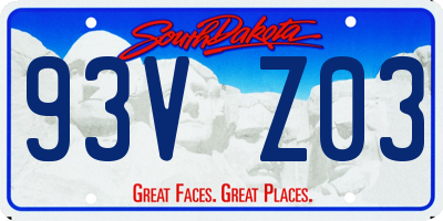 SD license plate 93VZ03