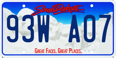 SD license plate 93WA07