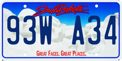 SD license plate 93WA34