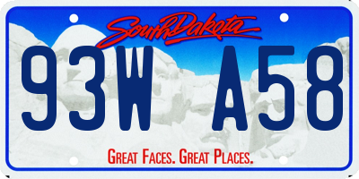 SD license plate 93WA58