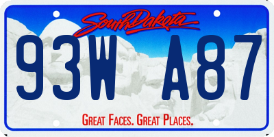 SD license plate 93WA87