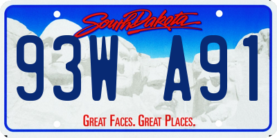 SD license plate 93WA91