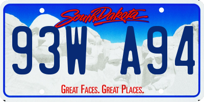 SD license plate 93WA94