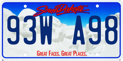 SD license plate 93WA98