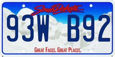 SD license plate 93WB92