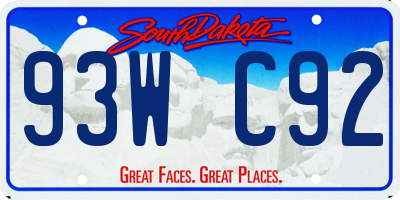 SD license plate 93WC92