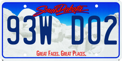 SD license plate 93WD02