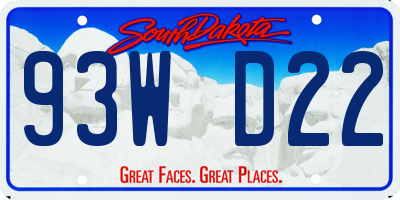SD license plate 93WD22