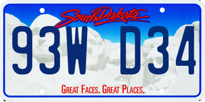 SD license plate 93WD34