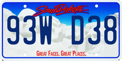 SD license plate 93WD38