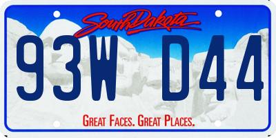 SD license plate 93WD44
