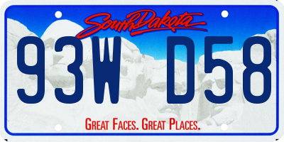 SD license plate 93WD58