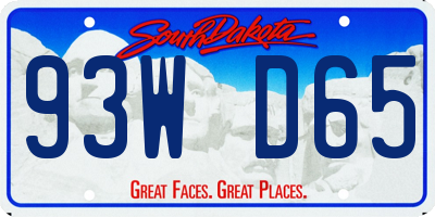 SD license plate 93WD65