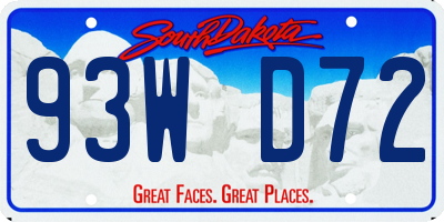 SD license plate 93WD72