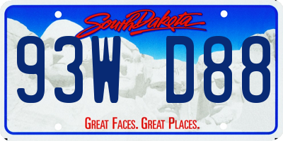 SD license plate 93WD88