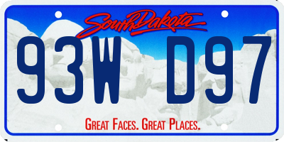 SD license plate 93WD97