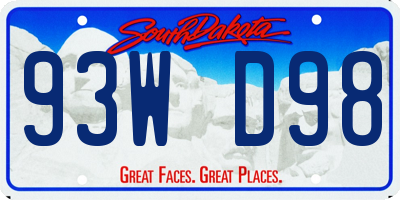 SD license plate 93WD98