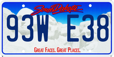 SD license plate 93WE38