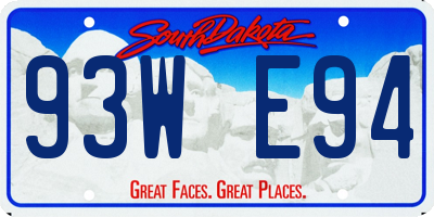 SD license plate 93WE94