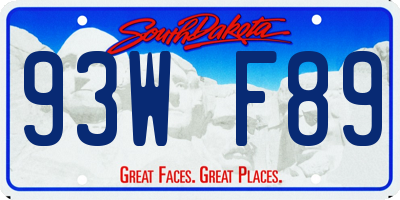 SD license plate 93WF89