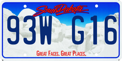 SD license plate 93WG16