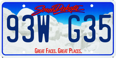 SD license plate 93WG35