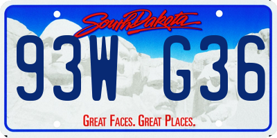 SD license plate 93WG36