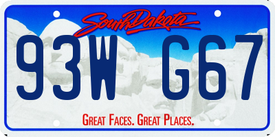 SD license plate 93WG67