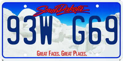 SD license plate 93WG69