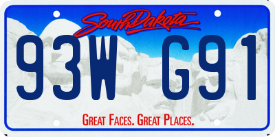 SD license plate 93WG91