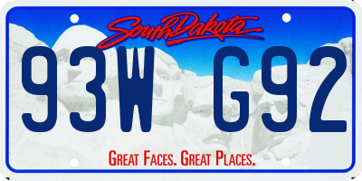 SD license plate 93WG92