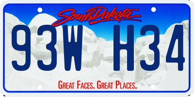 SD license plate 93WH34