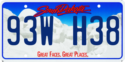 SD license plate 93WH38