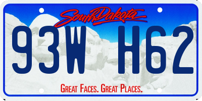 SD license plate 93WH62