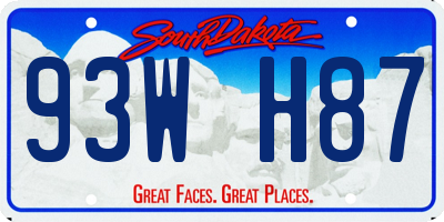 SD license plate 93WH87