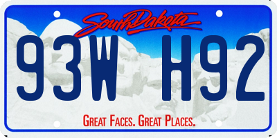SD license plate 93WH92