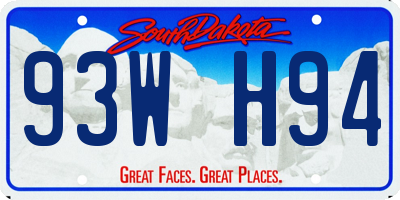 SD license plate 93WH94