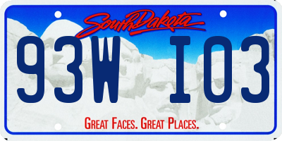 SD license plate 93WI03