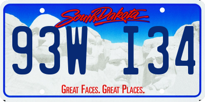 SD license plate 93WI34