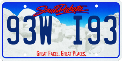 SD license plate 93WI93