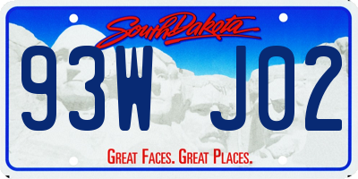 SD license plate 93WJ02