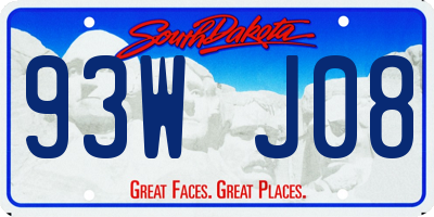 SD license plate 93WJ08