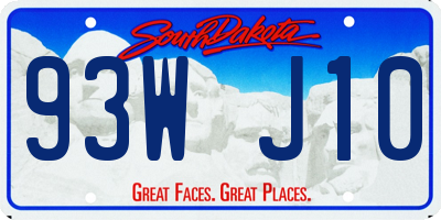 SD license plate 93WJ10
