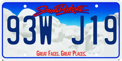 SD license plate 93WJ19