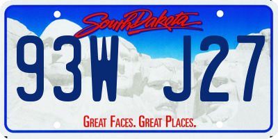 SD license plate 93WJ27