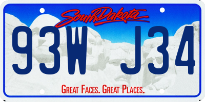 SD license plate 93WJ34